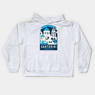 Vintage Style Santorini Decal Kids Hoodie